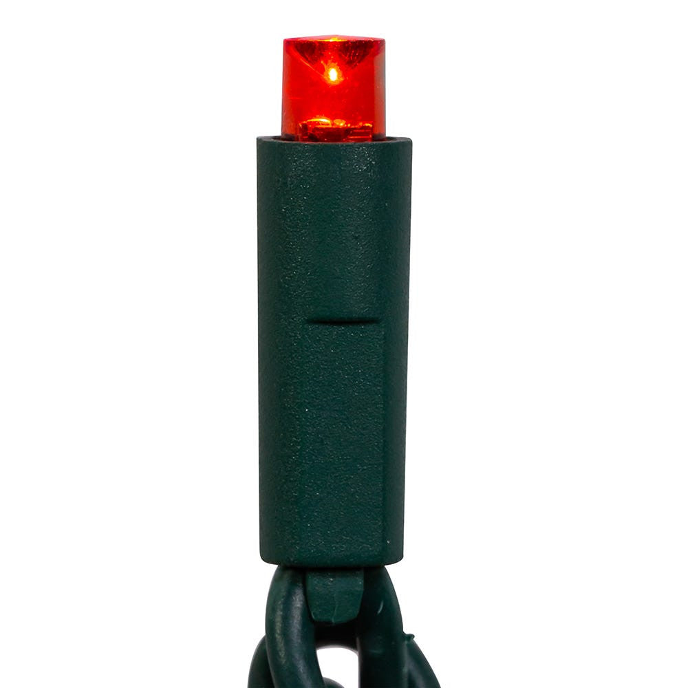 49.5' UL 100L Red 5MM LED Connectible Light Set With Green Wire
