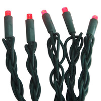 49.5' UL 100L Red 5MM LED Connectible Light Set With Green Wire