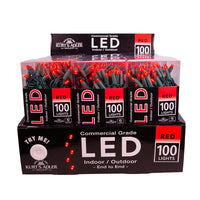 49.5' UL 100L Red 5MM LED Connectible Light Set With Green Wire