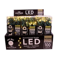 49.5' UL 100L Warm White 5MM LED Connectible Light Set With Green Wire