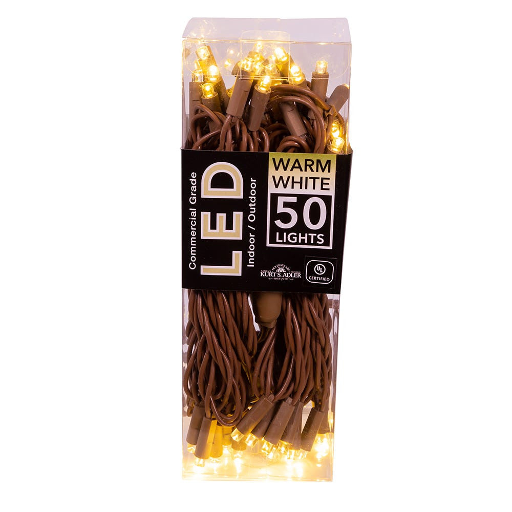 24.5' UL 50L Warm White 5MM LED Connectible Light Set With Brown Wire