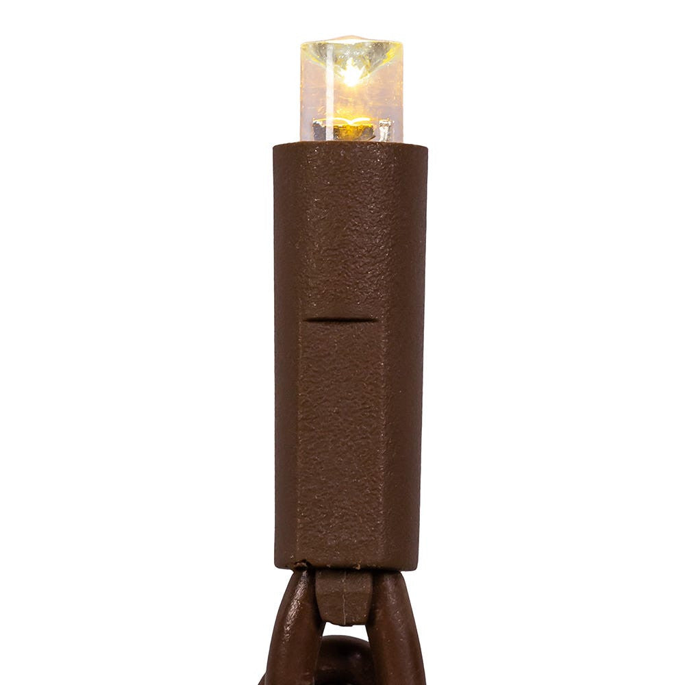 24.5' UL 50L Warm White 5MM LED Connectible Light Set With Brown Wire