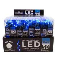 24.5' UL 50L Blue 3MM LED Connectible Light Set With Green Wire
