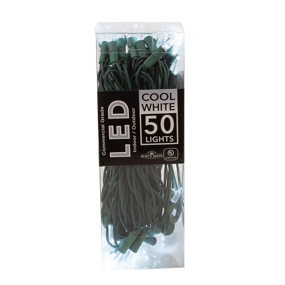 24.5' UL 50L Cool White 3MM LED Connectible Light Set With Green Wire