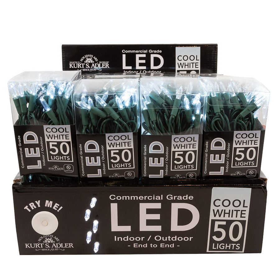 24.5' UL 50L Cool White 3MM LED Connectible Light Set With Green Wire