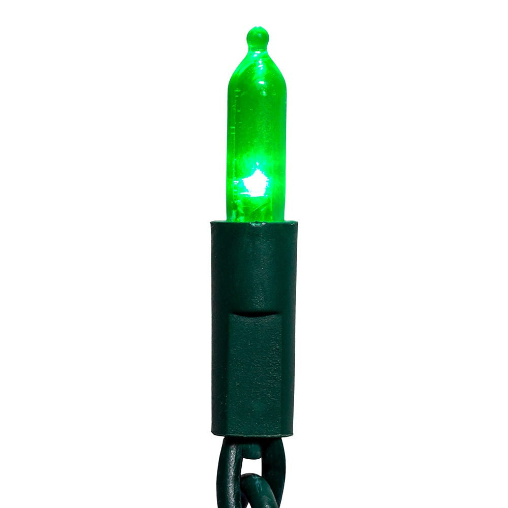 24.5' UL 50L Green 3MM LED Connectible Light Set With Green Wire