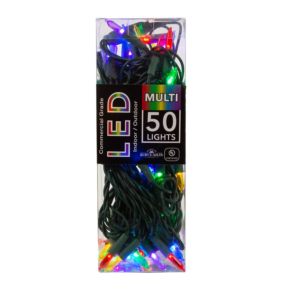 24.5' UL 50L Multicolored 3MM LED Connectible Light Set With Green Wire