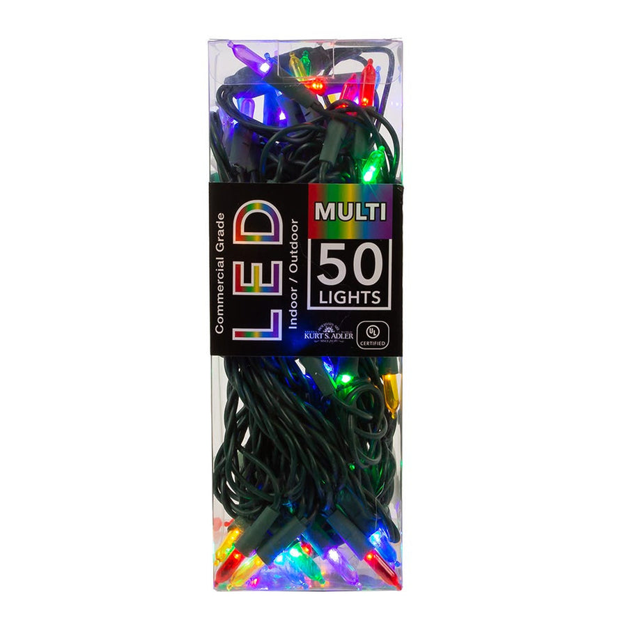 24.5' UL 50L Multicolored 3MM LED Connectible Light Set With Green Wire