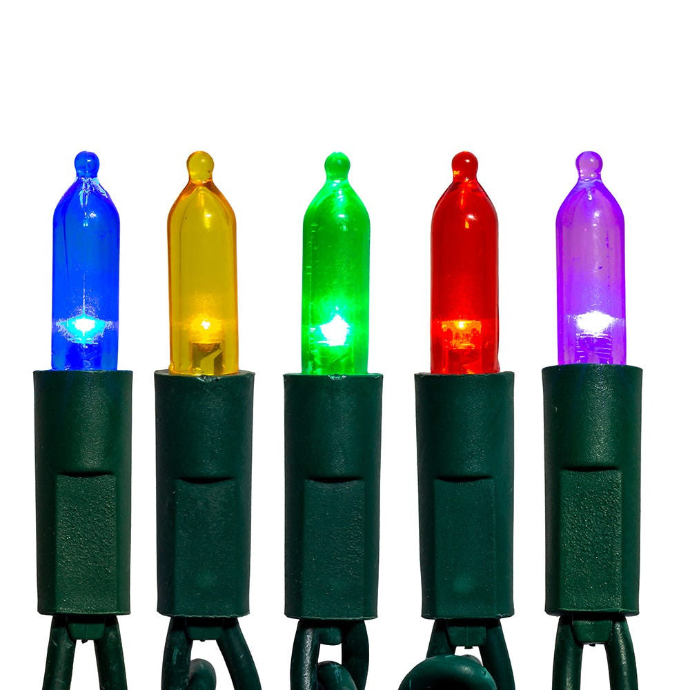 24.5' UL 50L Multicolored 3MM LED Connectible Light Set With Green Wire