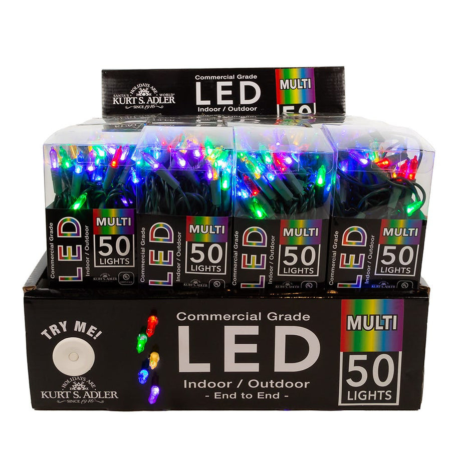 24.5' UL 50L Multicolored 3MM LED Connectible Light Set With Green Wire