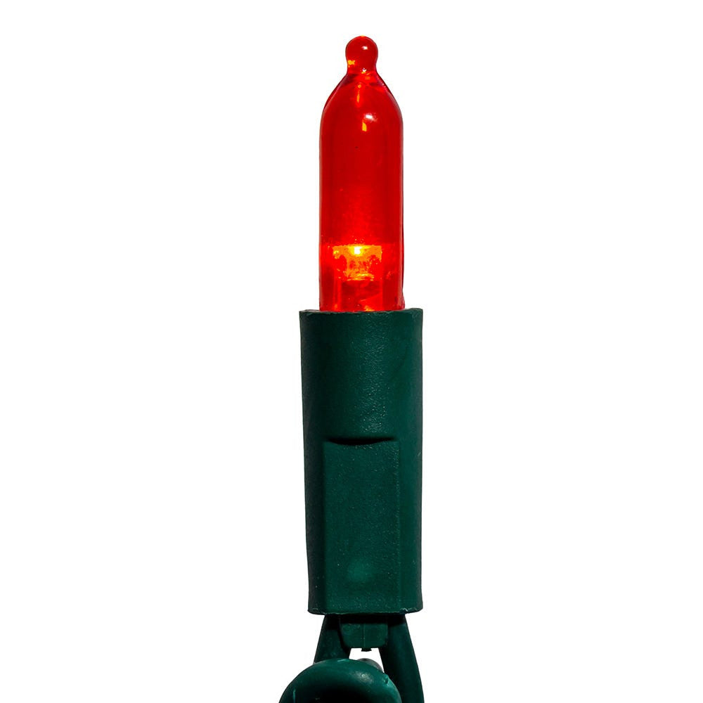 24.5' UL 50L Red 3MM LED Connectible Light Set With Green Wire