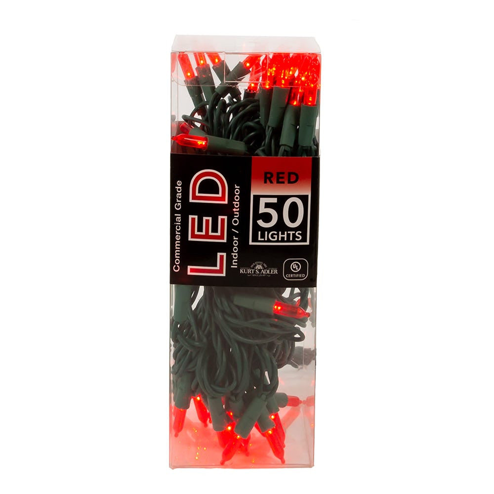 24.5' UL 50L Red 3MM LED Connectible Light Set With Green Wire