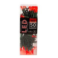 24.5' UL 50L Red 3MM LED Connectible Light Set With Green Wire