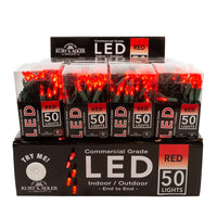 24.5' UL 50L Red 3MM LED Connectible Light Set With Green Wire