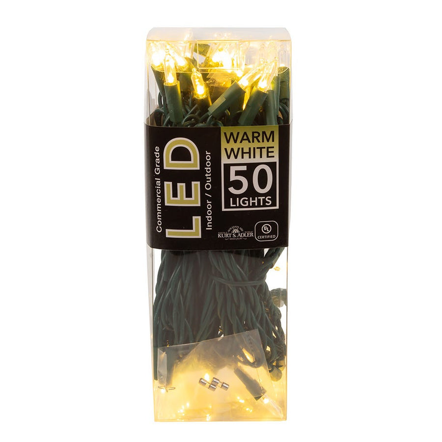24.5' UL 50L Warm White 3MM LED Connectible Light Set With Green Wire