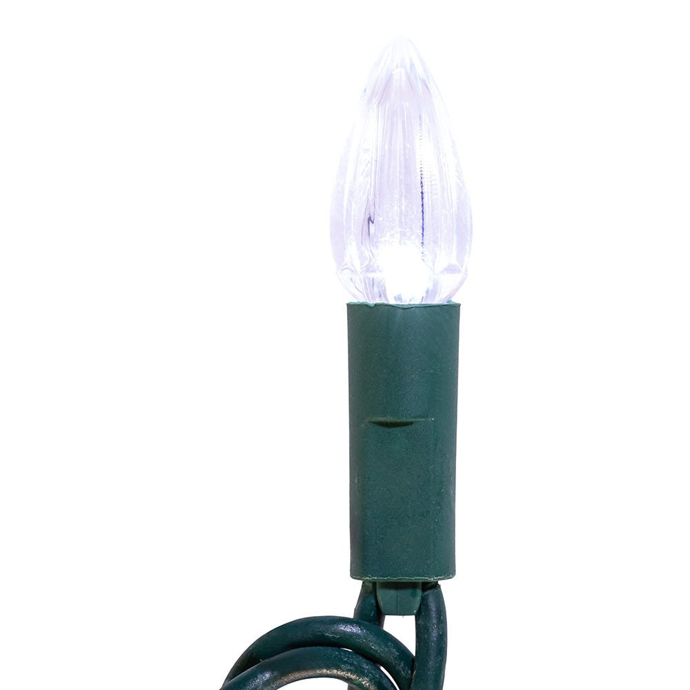 24.5' UL 50L C3 Diamond Cool White LED Connectible Light Set With Green Wire