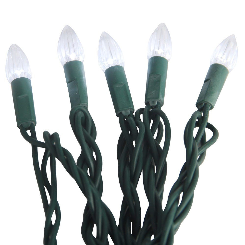 24.5' UL 50L C3 Diamond Cool White LED Connectible Light Set With Green Wire