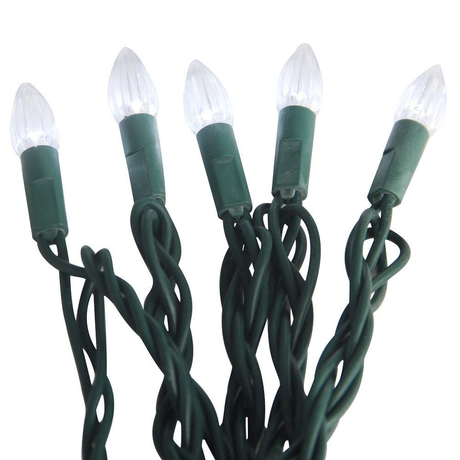 24.5' UL 50L C3 Diamond Cool White LED Connectible Light Set With Green Wire