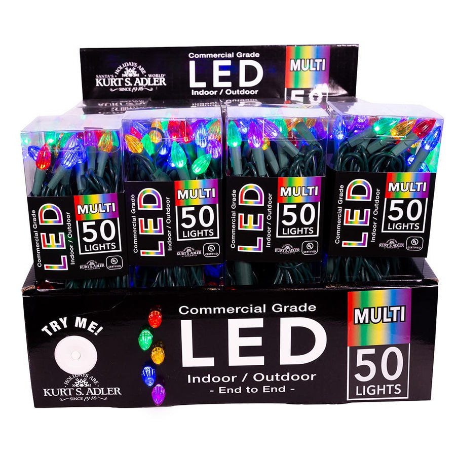 24.5' UL 50L C3 Diamond Multicolored LED Connectible Light Set With Green Wire