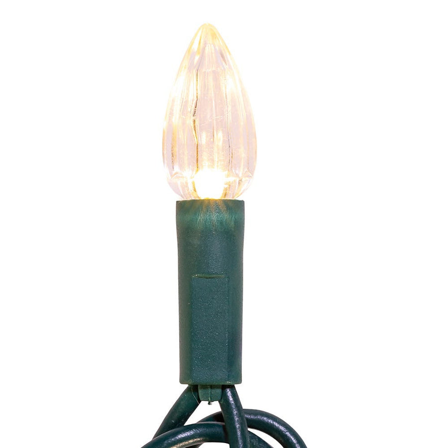 24.5' UL 50L C3 Diamond Warm White LED Connectible Light Set With Green Wire