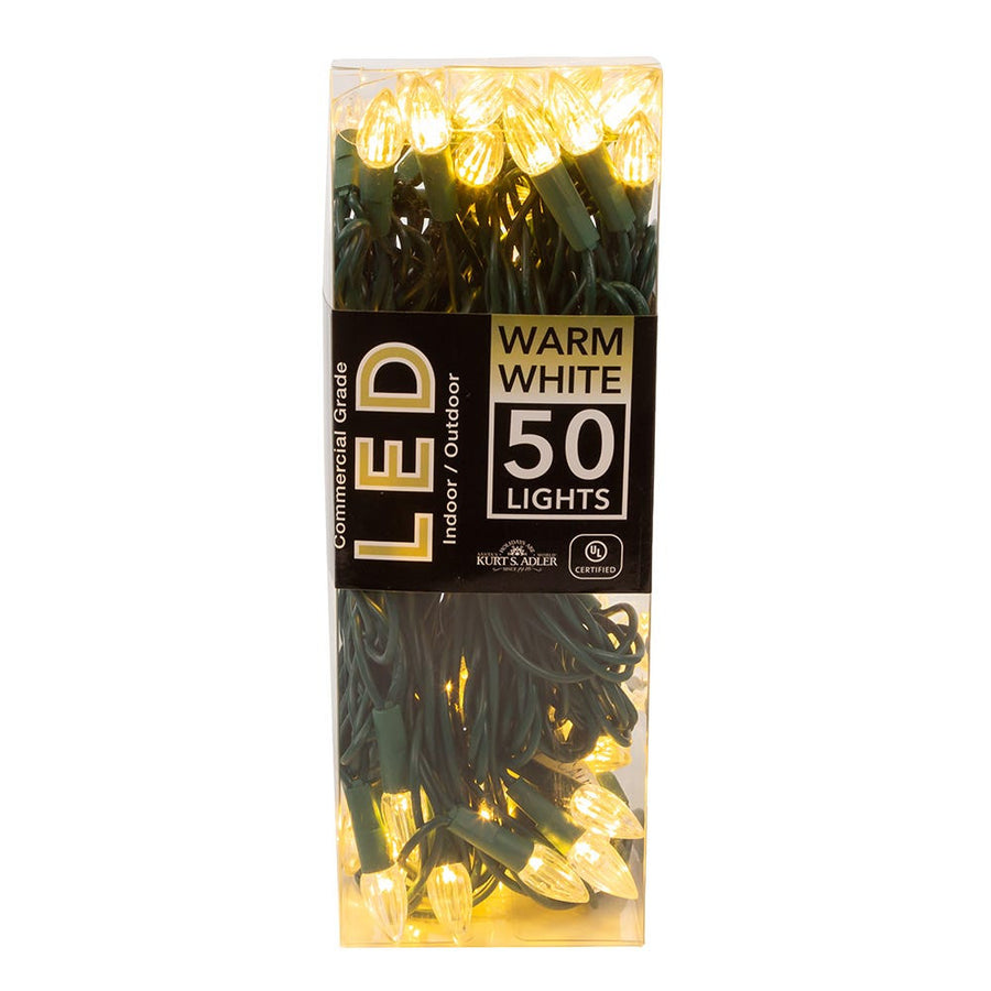 24.5' UL 50L C3 Diamond Warm White LED Connectible Light Set With Green Wire