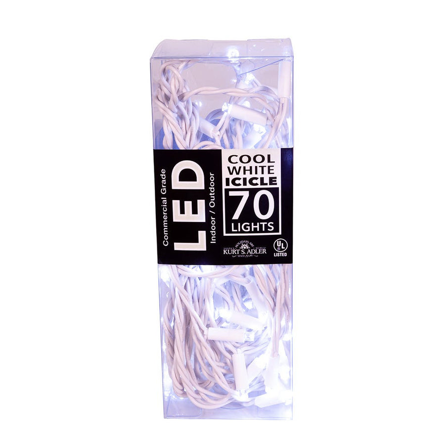 7.5' 70L Cool White 5MM LED Connectible Icicle String Light Set With White Wire