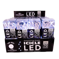 7.5' 70L Cool White 5MM LED Connectible Icicle String Light Set With White Wire