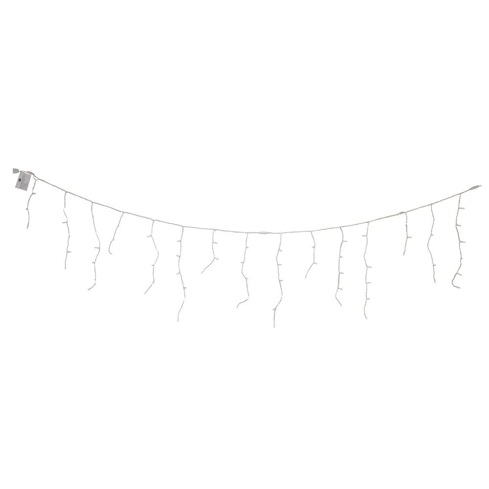 7.5' 70L Cool White 5MM LED Connectible Icicle String Light Set With White Wire