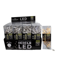 7.5' 70L Warm White 5MM LED Connectible Icicle String Light Set With White Wire