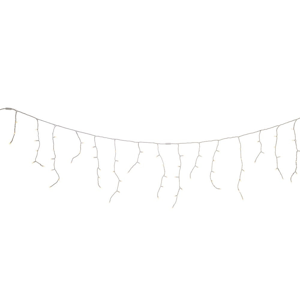 7.5' 70L Warm White 5MM LED Connectible Icicle String Light Set With White Wire