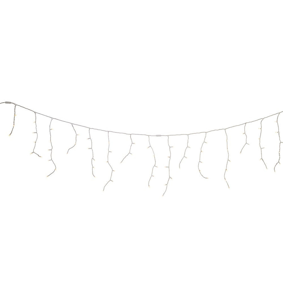 7.5' 70L Warm White 5MM LED Connectible Icicle String Light Set With White Wire