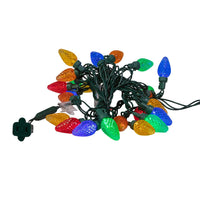 12' UL 25L Multicolored Faceted C7 LED Connectible Light Set With Green Wire