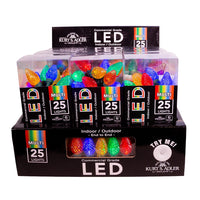 12' UL 25L Multicolored Faceted C7 LED Connectible Light Set With Green Wire