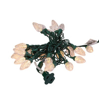 12' UL 25L Warm White Faceted C7 LED Connectible Light Set With Green Wire