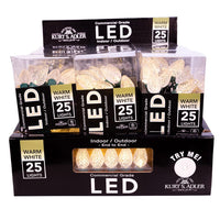 12' UL 25L Warm White Faceted C7 LED Connectible Light Set With Green Wire