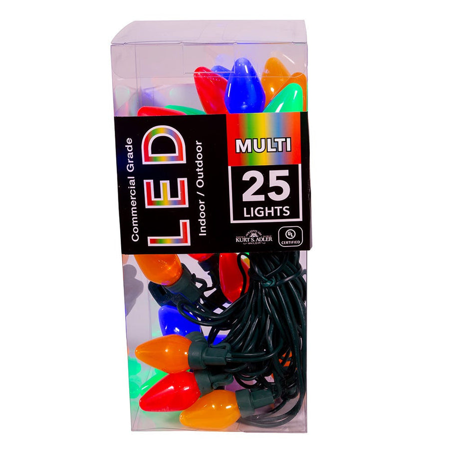 12' UL 25L Multicolored Pearl C7 LED Connectible Light Set With Green Wire