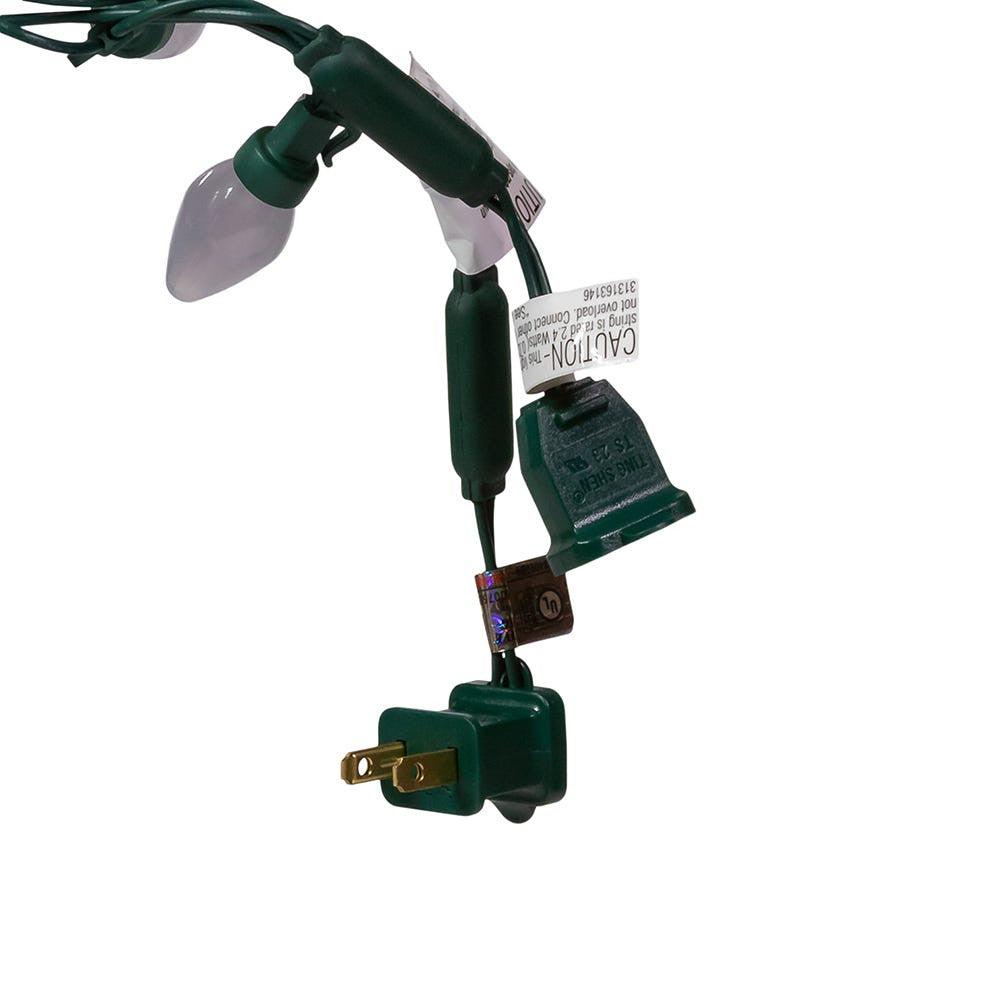 12' UL 25L Warm White Pearl C7 LED Connectible Light Set With Green Wire