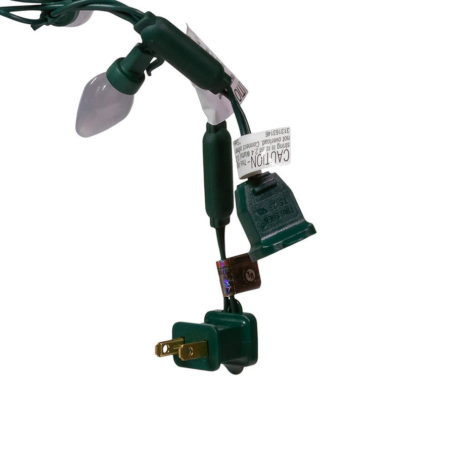12' UL 25L Warm White Pearl C7 LED Connectible Light Set With Green Wire