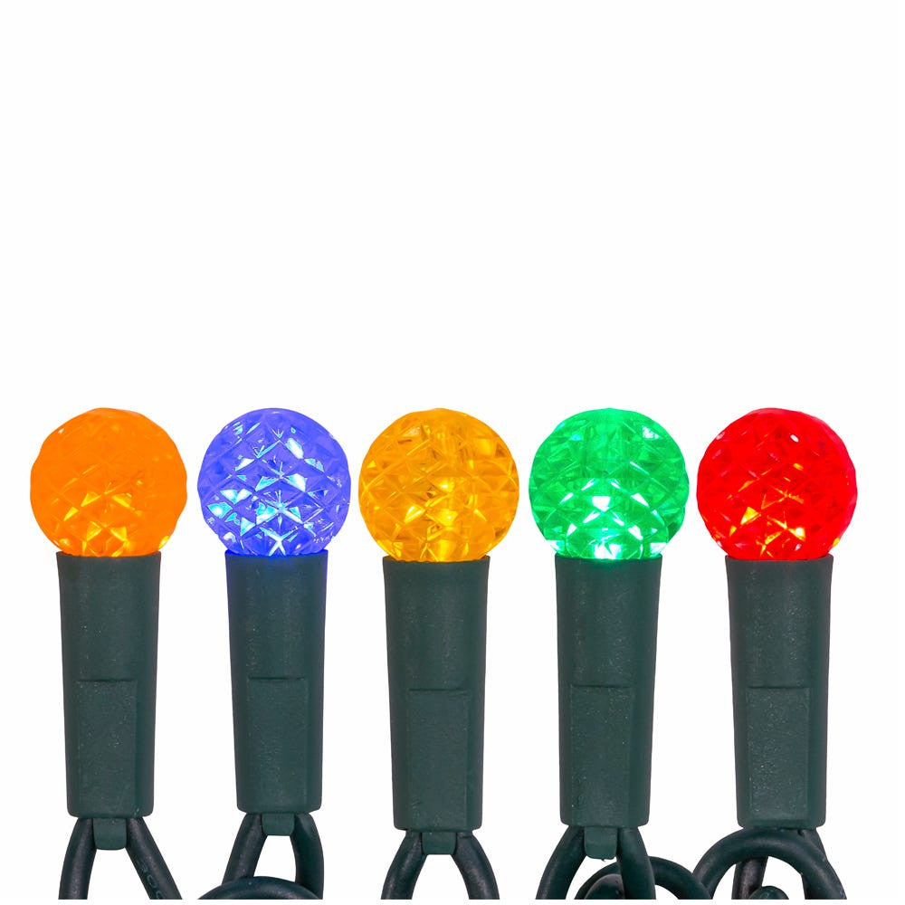 12' UL 35L Multicolor G12 LED Connectible Light Set With Green Wire