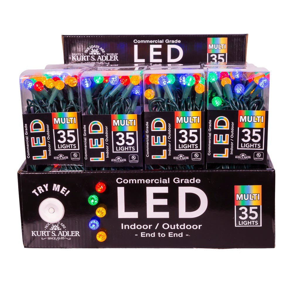 12' UL 35L Multicolor G12 LED Connectible Light Set With Green Wire