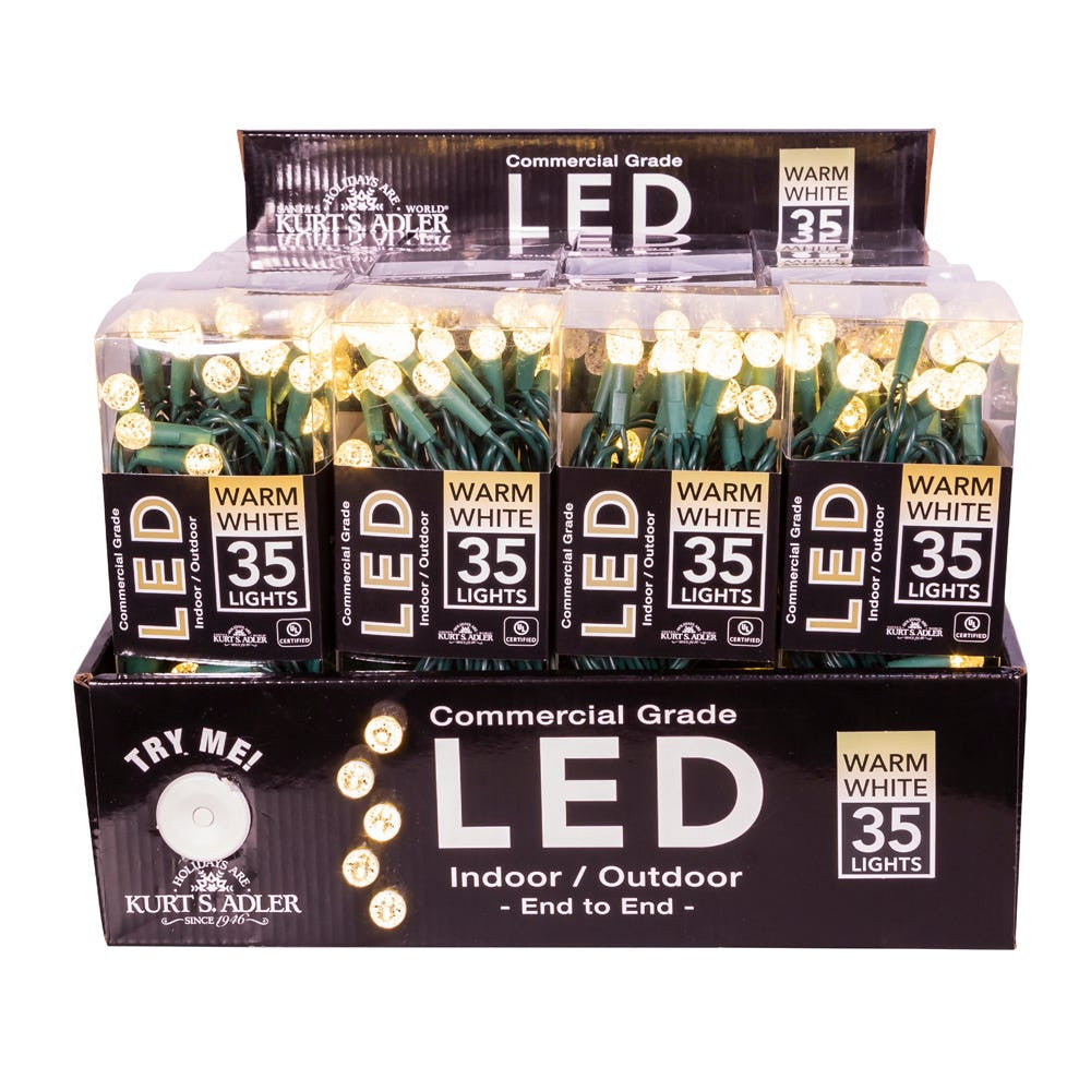 12' UL 35L Warm White G12 LED Connectible Light Set With Green Wire