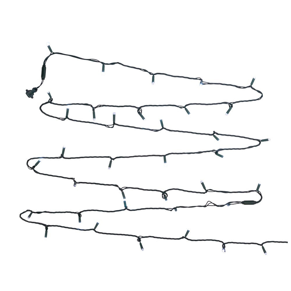24.5' UL 50L Cool White Soft Twinkle 5MM LED Connectible Light Set With Green Wire