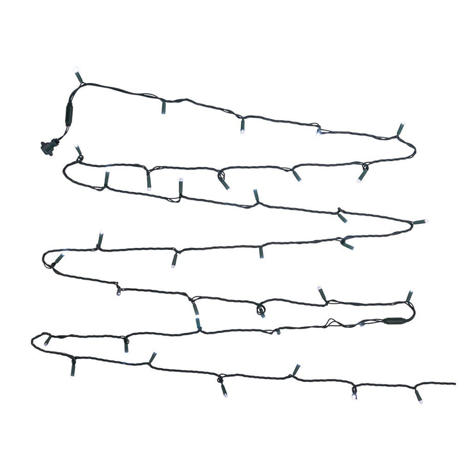 24.5' UL 50L Cool White Soft Twinkle 5MM LED Connectible Light Set With Green Wire