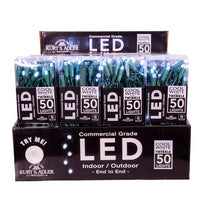 24.5' UL 50L Cool White Soft Twinkle 5MM LED Connectible Light Set With Green Wire