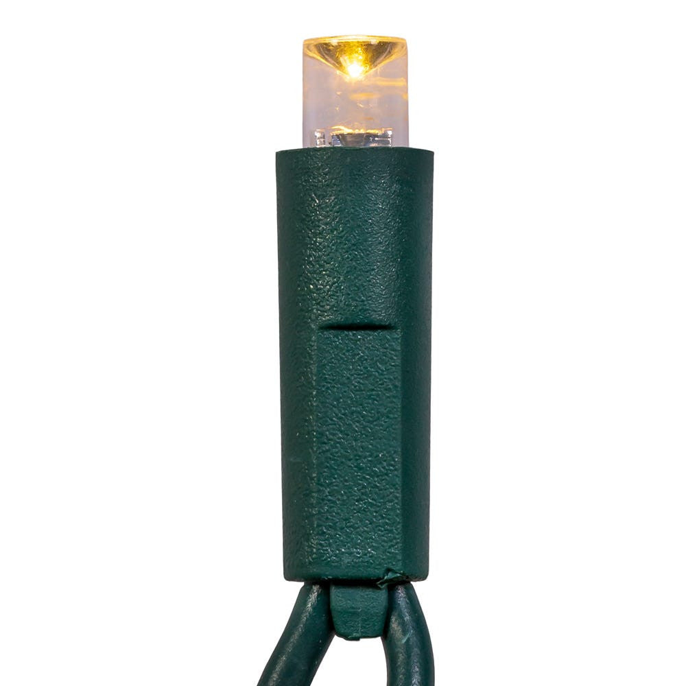 24.5' UL 50L Warm White Soft Twinkle 5MM LED Connectible Light Set With Green Wire