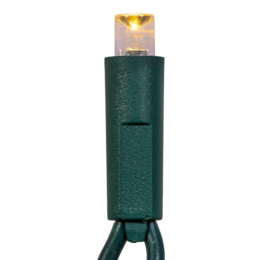 24.5' UL 50L Warm White Soft Twinkle 5MM LED Connectible Light Set With Green Wire