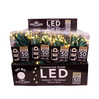 24.5' UL 50L Warm White Soft Twinkle 5MM LED Connectible Light Set With Green Wire