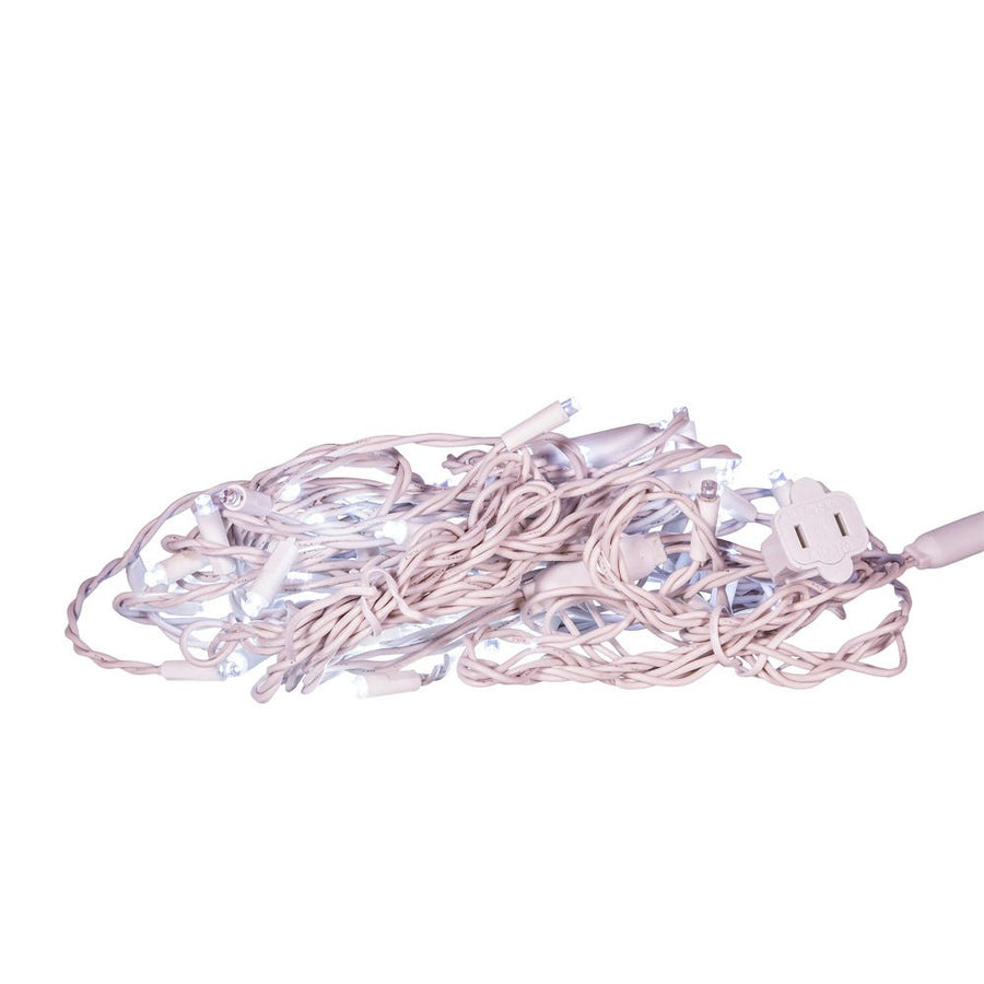 7.5' UL 70L Cool White Soft Twinkle 5MM LED Connectible Icicle String Light With White Wire