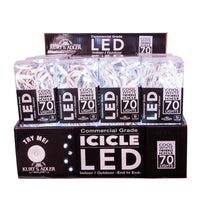 7.5' UL 70L Cool White Soft Twinkle 5MM LED Connectible Icicle String Light With White Wire