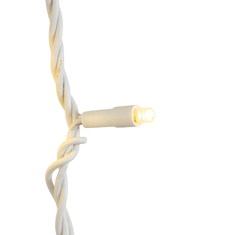 24.5' UL 50L Warm White Soft Twinkle 5MM LED Connectible Light Set With White Wire